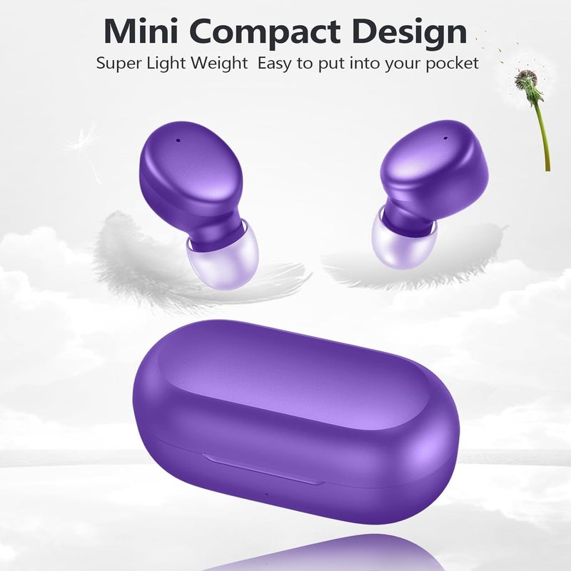 MOZOTER S8 Mini Wireless Earbuds Bluetooth 5.3 in Ear Light-Weight Headphones,60Hrs Playtime Ear Buds with Charging Case,Bluetooth Headsets,Premium Sound with Deep Bass for Sport-Purple - Image 5